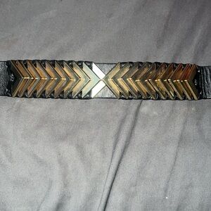 balmain x hm black and gold leather waist belt size small